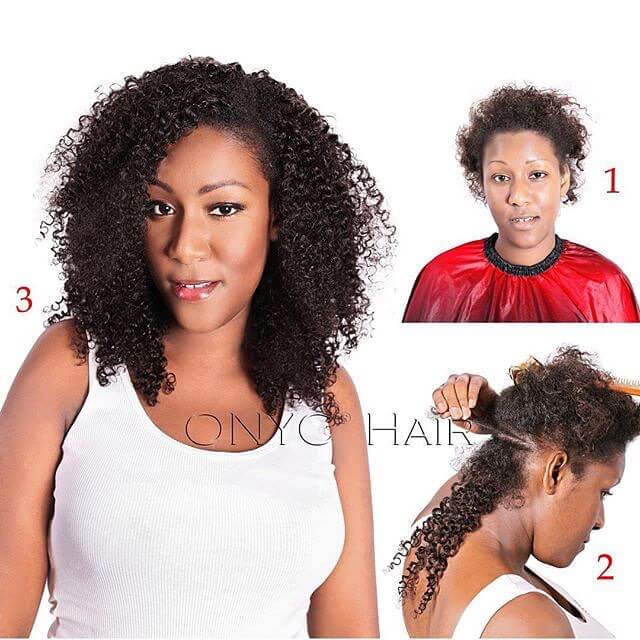 Before-and-After-on-ONYCBeuaty-in-Kinky-Curly-3B-3C.jpg ONYC Kinky Curly Clip In Human Hair Extensions for Natural 3B-3C - Image 4