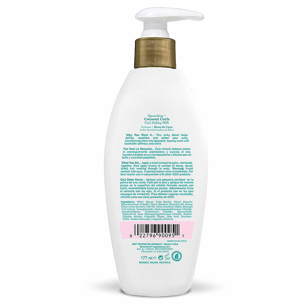 OGX-Quenching-Plus-Coconut-Curls-Frizz-2.jpg OGX Quenching Plus Coconut Curls Frizz-Defying Curl Styling Milk, 6 Fluid Ounce - Image 2