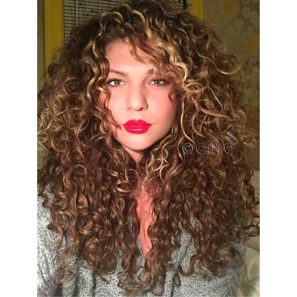 ONYC-Beauty-Ariana-with-Curly-Addiction-Golden-collection-color-6.jpg Colored Deep Curly Weave Bundle Weft – ONYC Curly Addiction™ 3B - Image 2