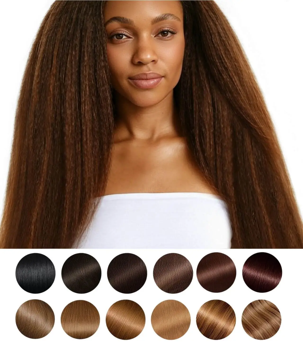ONYC-Colored-Kinky-Straight-Blowout-Sew-In-Weave-Bundle.webp Colored Blowout Kinky Straight Bundles Sew-In Weave – Dyed ONYC Fro-Out™