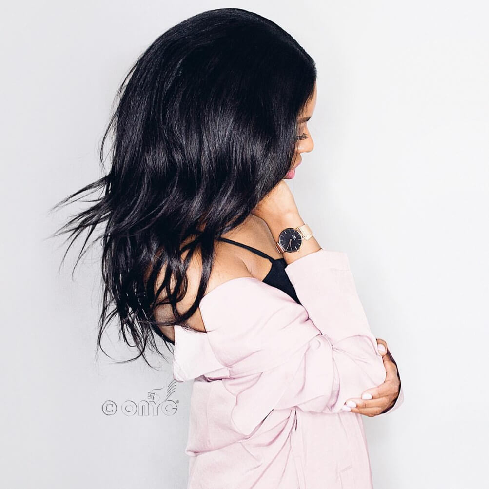 ONYC-Hair-Beauty-Kelley-Wearing-Relaxed-Perm-Clipin-Hair.jpg ONYC Relaxed Straight Clip-In Hair Extensions – Relax Perm - Image 3