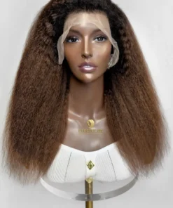 Kinky Straight Ombre Lace Front Wig – Virgin Human Hair Ombre Blowout Straight Wig