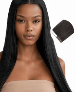 ONYC Silk Press Silky Relaxed Straight Tape In Extensions – Light Relaxed Perm