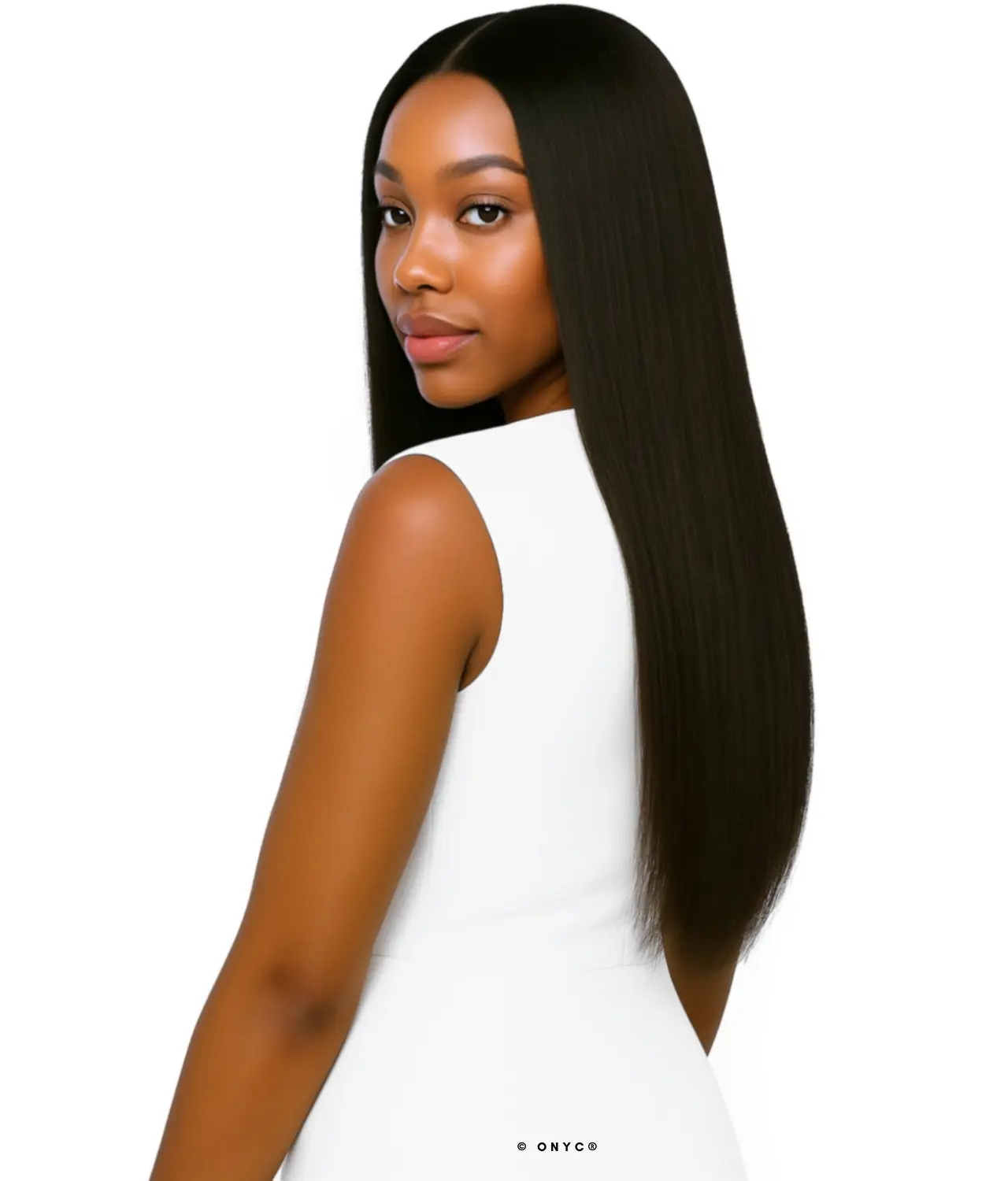 Silk-Press-Hair-Extensions-Silky-Relaxed-Hair-Bundle-ONYC-Hair-Light-Relaxed-Side-View2.webp Silk Press Hair Bundles Weft Extensions Natural Black – Silky Relaxed ONYC Light Relaxed Perm - Image 4