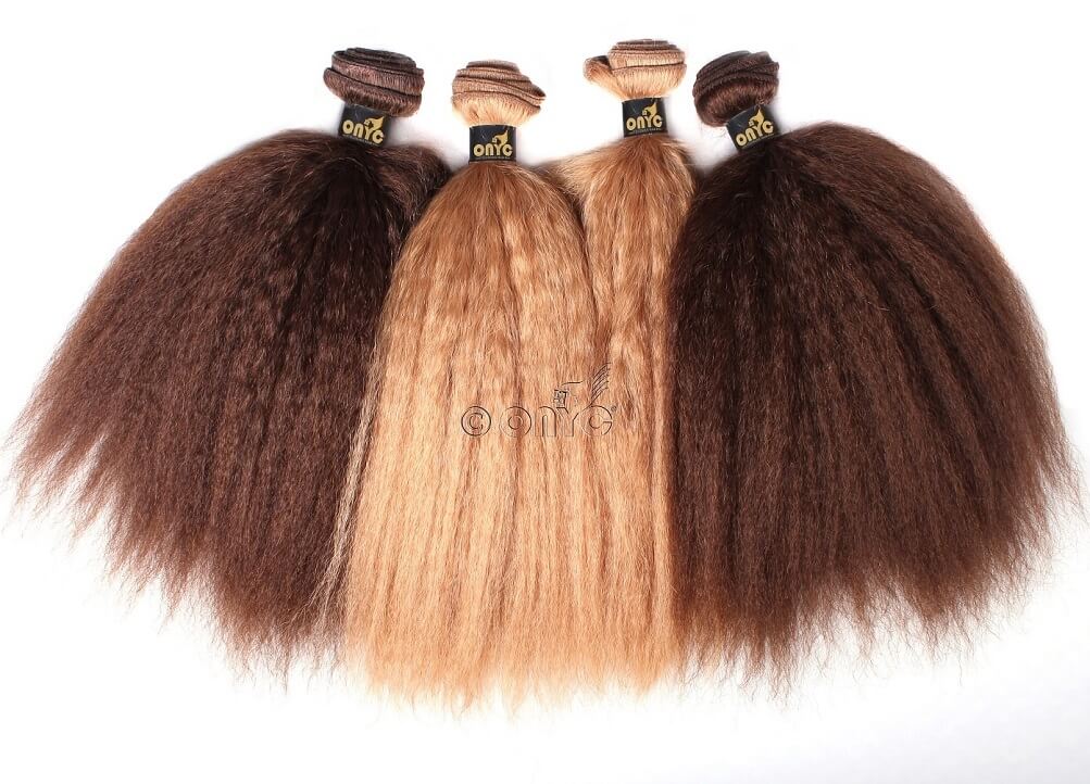 onyc_fro_out_kinky_straight_golden_collection.jpg Colored Blowout Kinky Straight Bundles Sew-In Weave – Dyed ONYC Fro-Out™ - Image 9