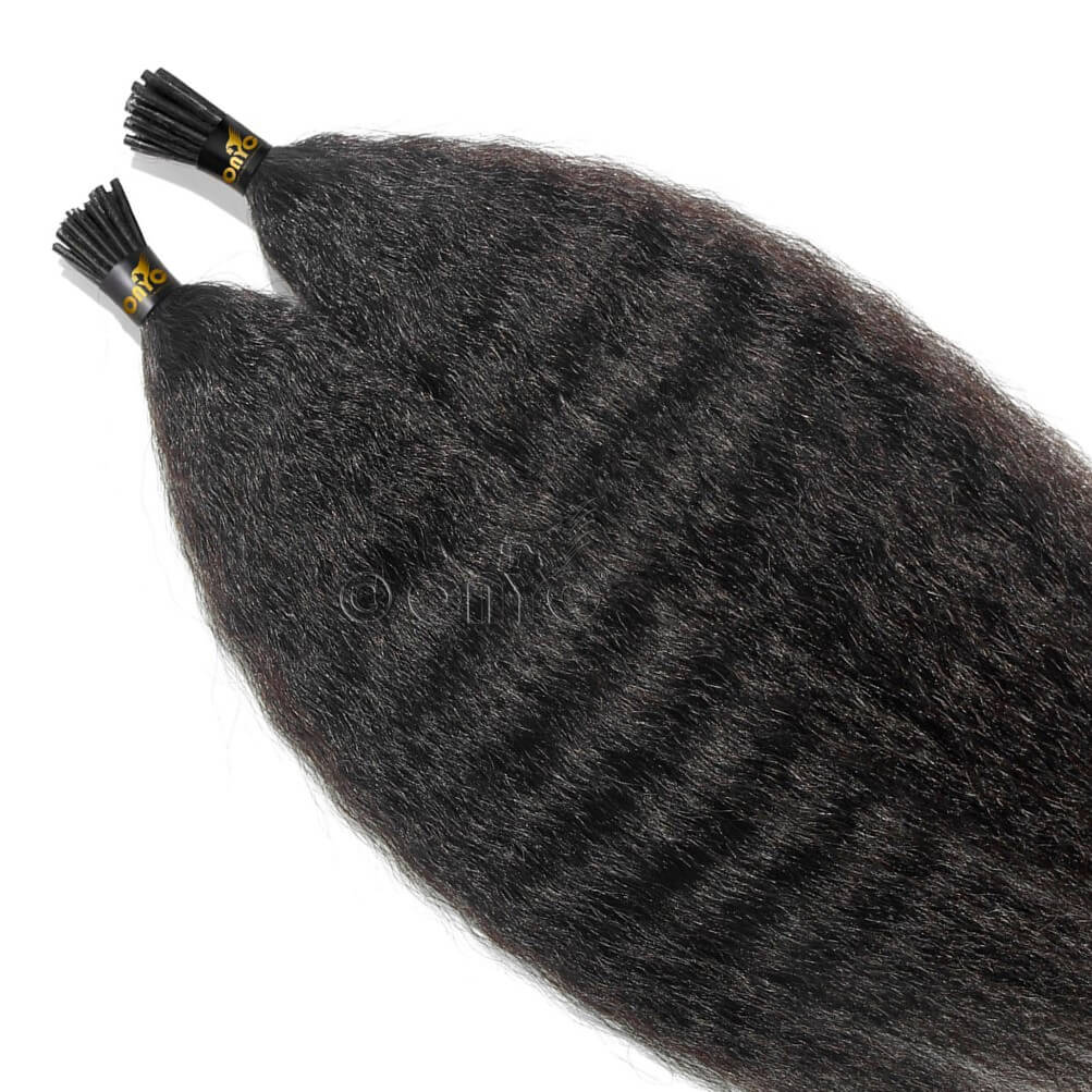 onyc_fro_out_kinky_straight_i_tip_hair.jpg Blow Out Kinky Straight I Tip Hair Extensions Microlinks – ONYC Fro-Out™ - Image 3