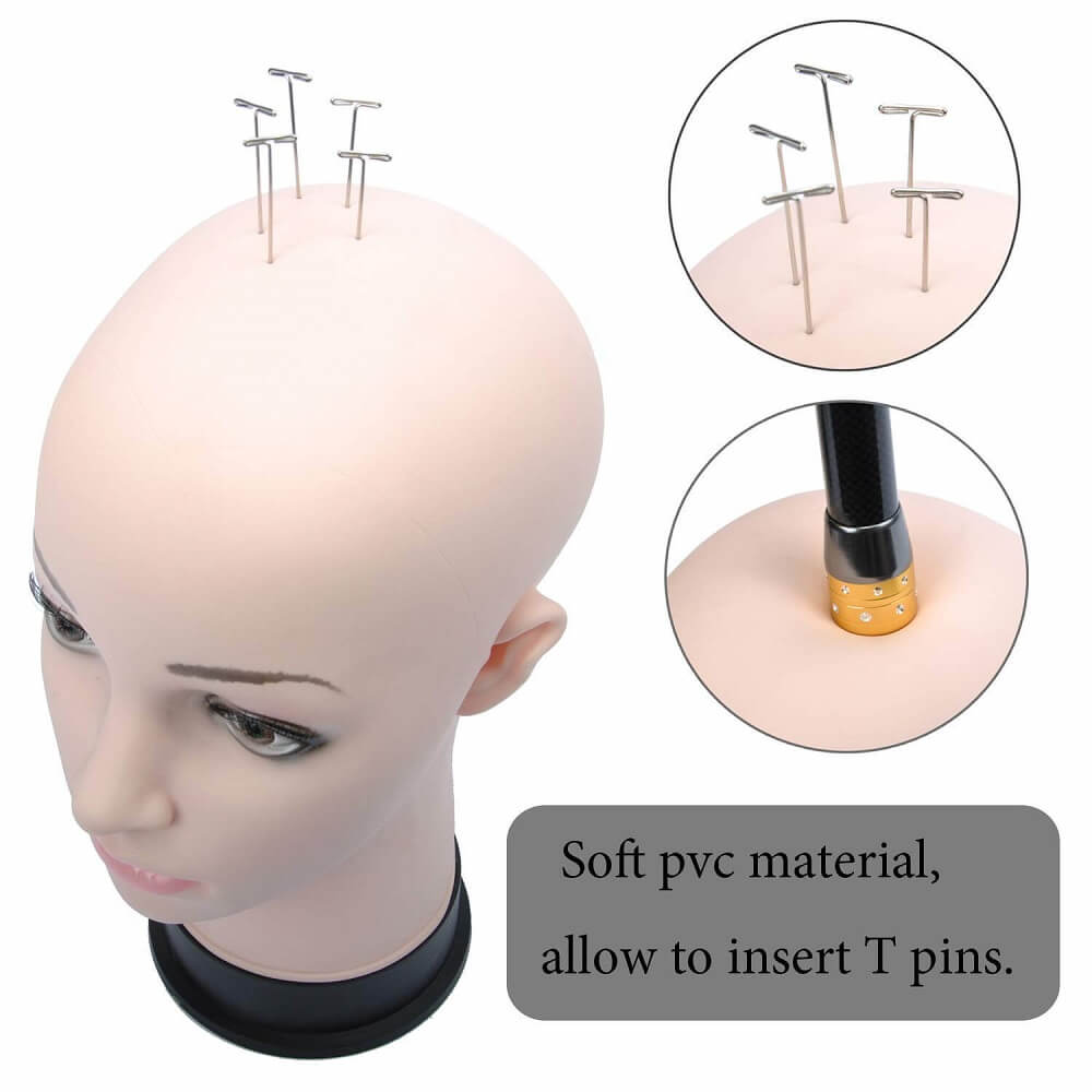 onyc_soft_bald_mannequin_head_beige_female_professional_cosmetology_for_wig_making_with_t_pin.jpg Cosmetology Bald Mannequin Head Female - Image 2